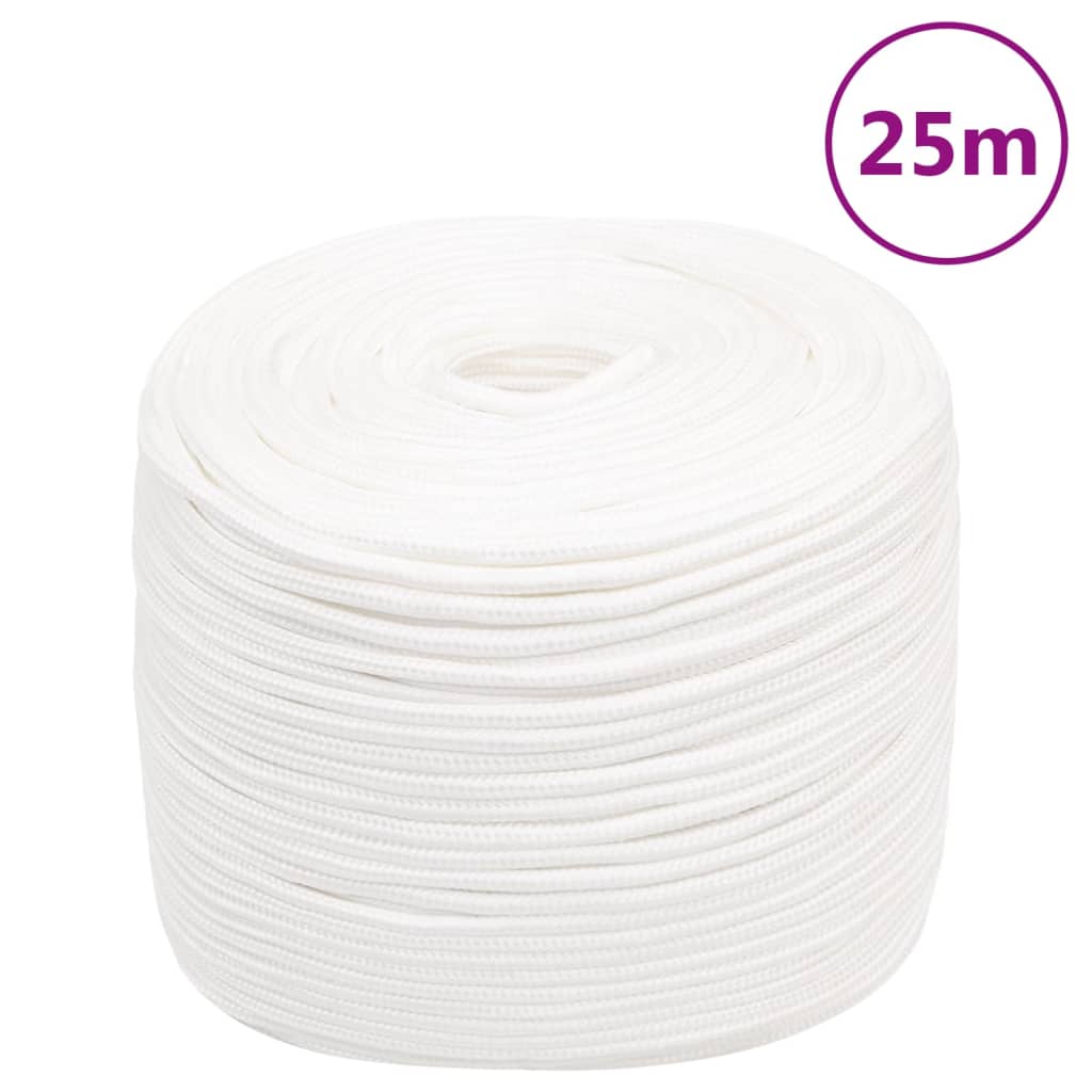 vidaXL Corda de barco 6 mm 25 m polipropileno branco completo