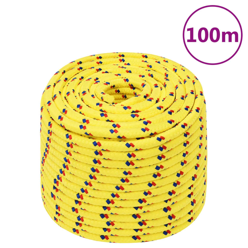 vidaXL Corda de barco 12 mm 100 m polipropileno amarelo