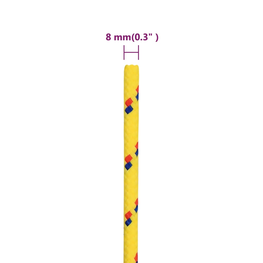 vidaXL Corda de barco 8 mm 250 m polipropileno amarelo