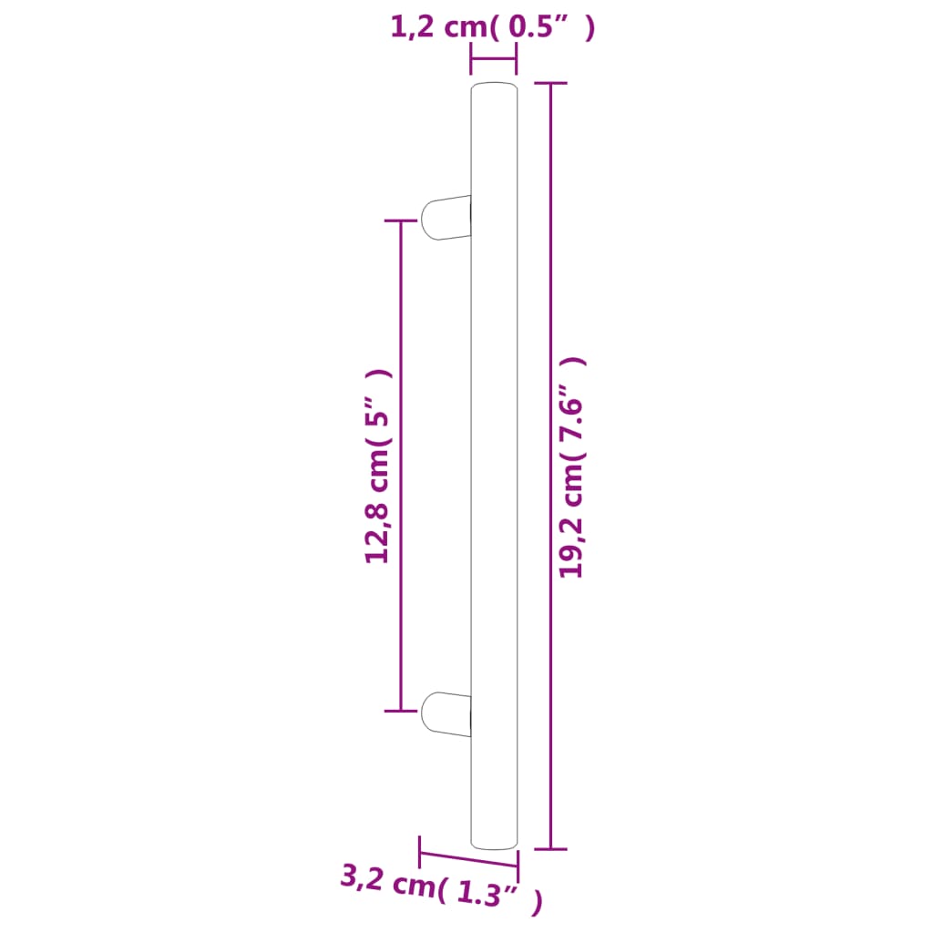 vidaXL Puxadores para móveis 10 pcs 128 mm aço inoxidável prateado