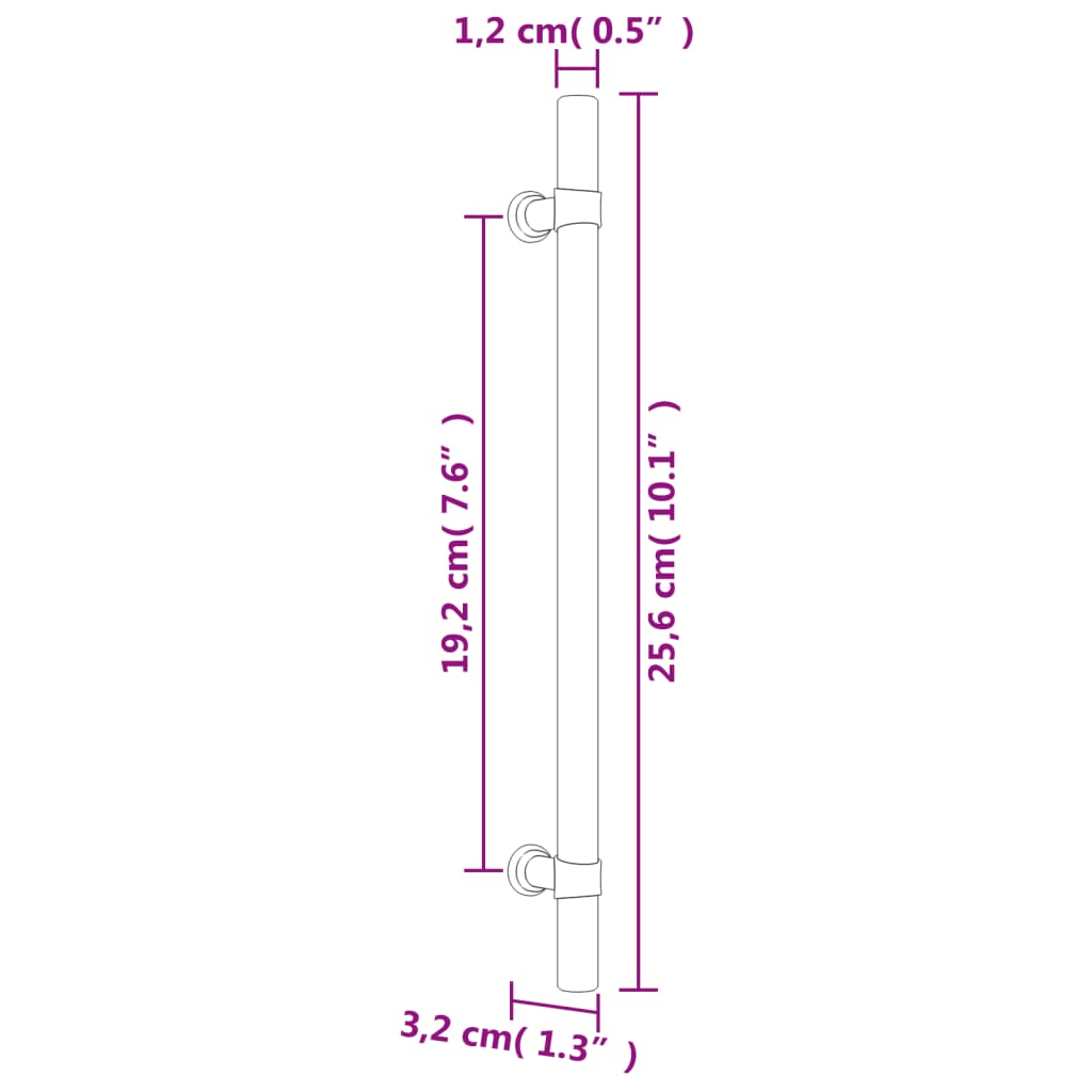 vidaXL Puxadores para móveis 5 pcs 192 mm aço inoxidável prateado