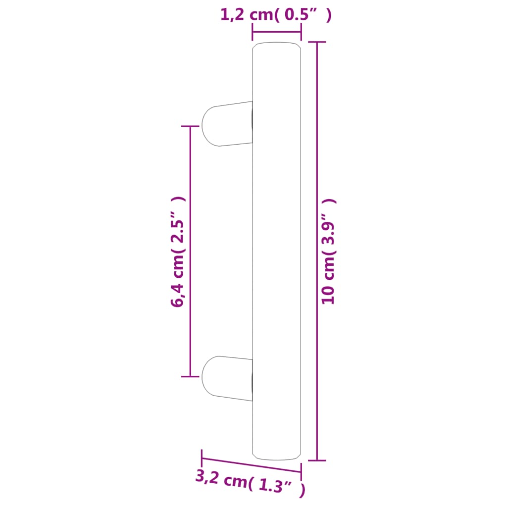 vidaXL Puxadores para móveis 20 pcs 64 mm aço inoxidável prateado