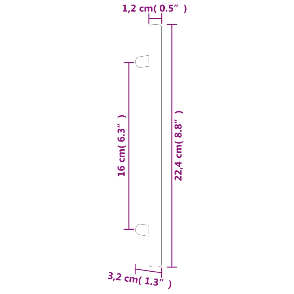 vidaXL Puxadores para móveis 20 pcs 160 mm aço inoxidável dourado