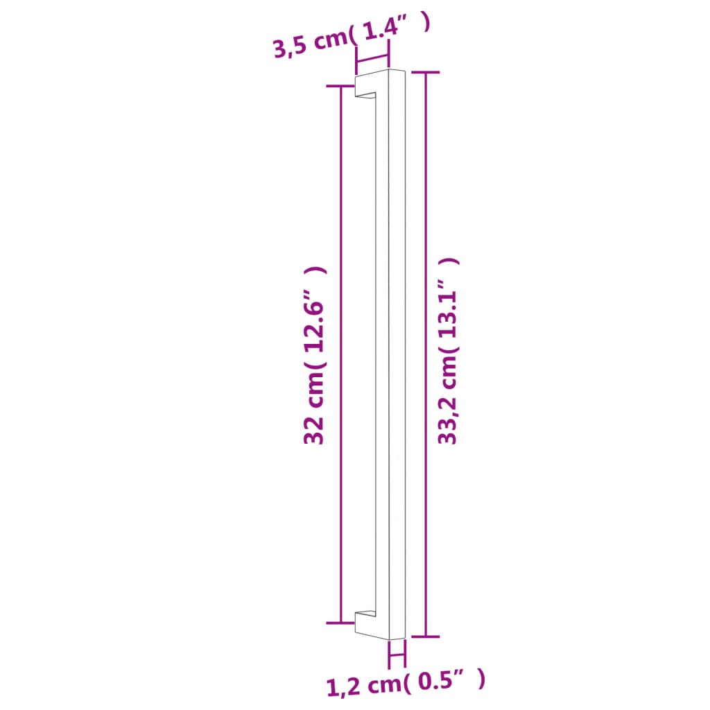 vidaXL Puxadores para móveis 10 pcs 320 mm aço inoxidável prateado