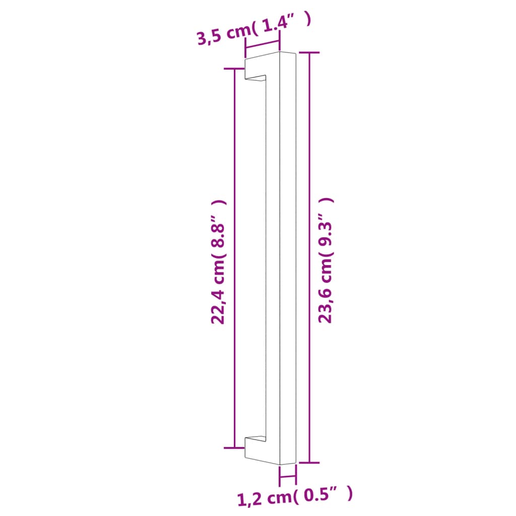 vidaXL Puxadores para móveis 10 pcs 224 mm aço inoxidável preto