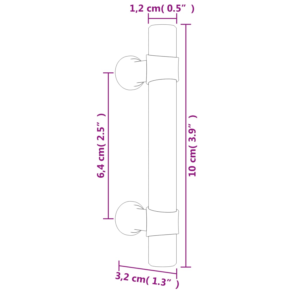 vidaXL Puxadores para móveis 20 pcs 64 mm aço inoxidável prateado