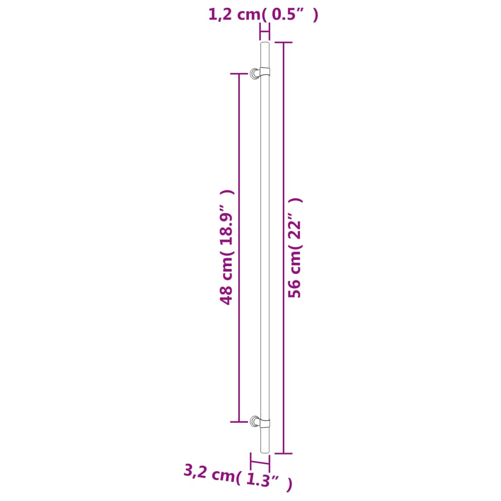 vidaXL Puxadores para móveis 10 pcs 480 mm aço inoxidável prateado