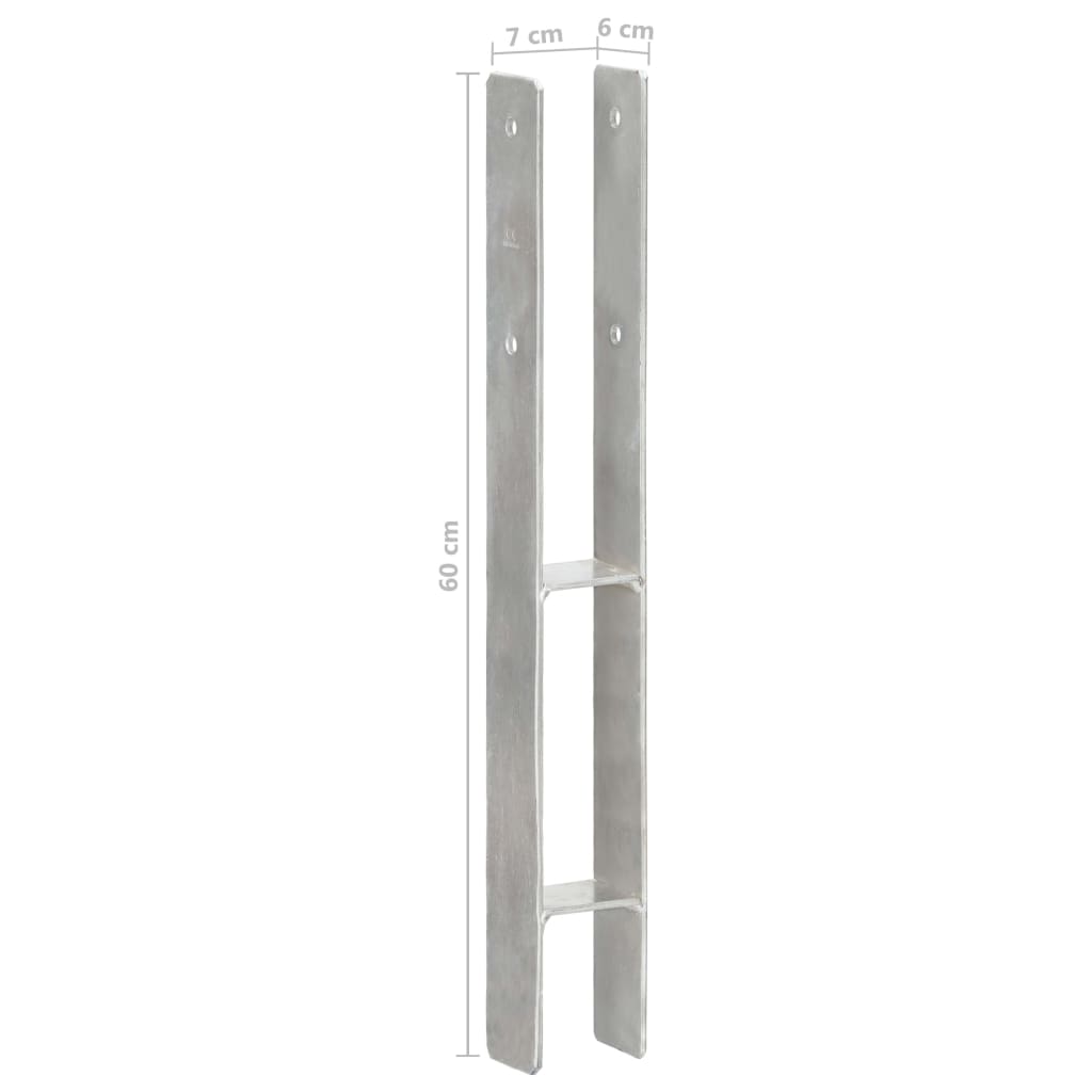 vidaXL Âncoras de vedação 2 pcs 7x6x60 cm aço galvanizado prateado