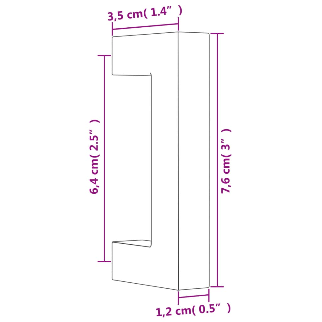 vidaXL Puxadores para móveis 10 pcs 64 mm aço inoxidável prateado