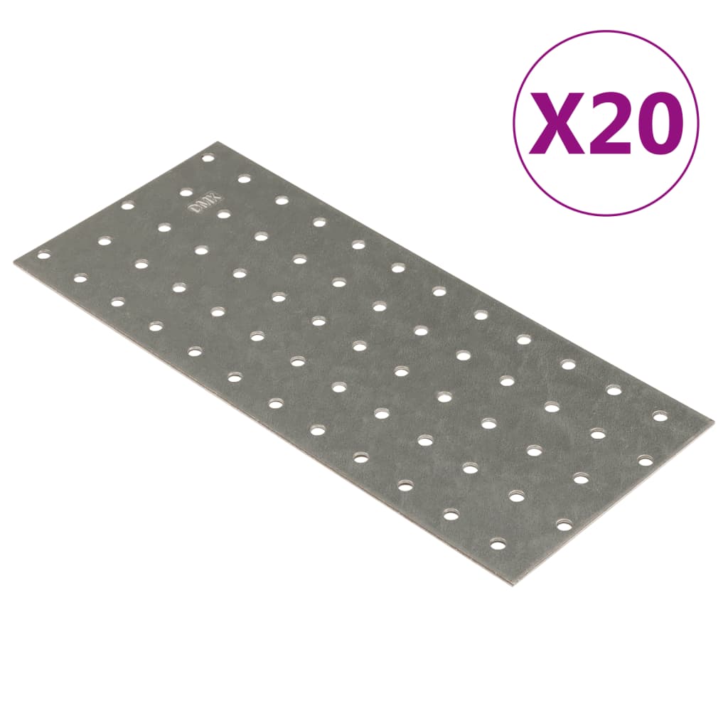 vidaXL Chapas perfuradas 20 pcs 2 mm 240x100 mm aço galvanizado