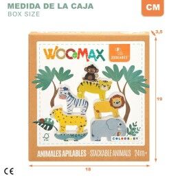 Woomax|Jogo de Construção + Figuras Woomax animais 16 Peças 7 x 7 x 1,5 cm (6 Unidades)