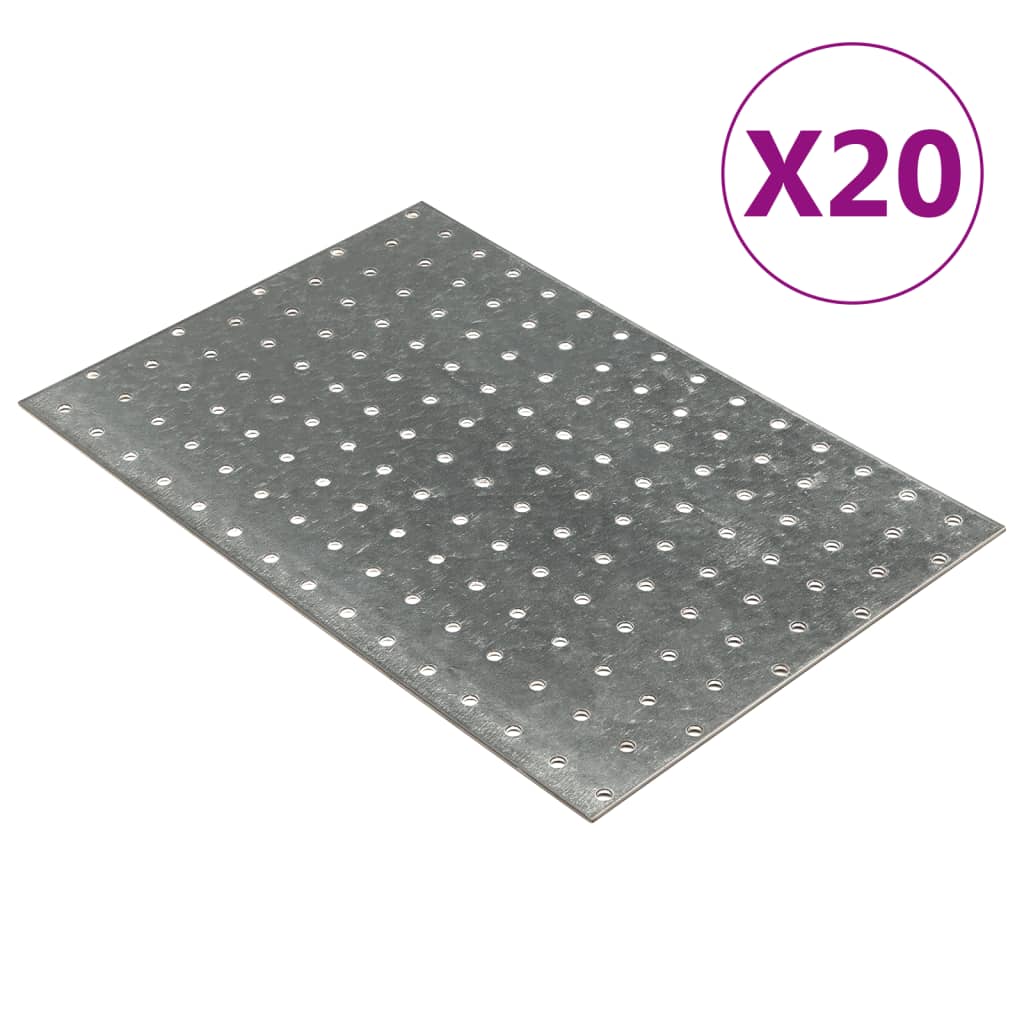 vidaXL Chapas perfuradas 20 pcs 2 mm 300x200 mm aço galvanizado