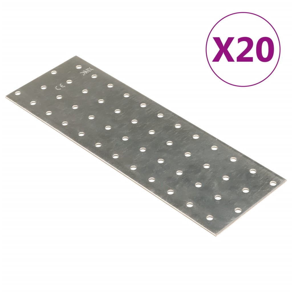 vidaXL Chapas perfuradas 20 pcs 2 mm 240x80 mm aço galvanizado