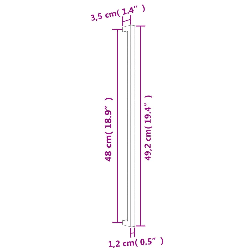 vidaXL Puxadores para móveis 10 pcs 480 mm aço inoxidável prateado