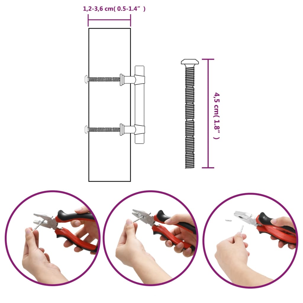 vidaXL Puxadores para móveis 20 pcs 64 mm aço inoxidável preto