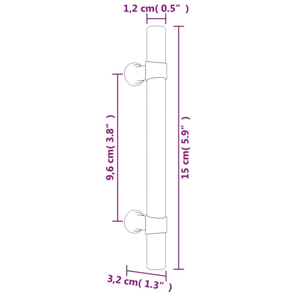 vidaXL Puxadores para móveis 20 pcs 96 mm aço inoxidável bronze