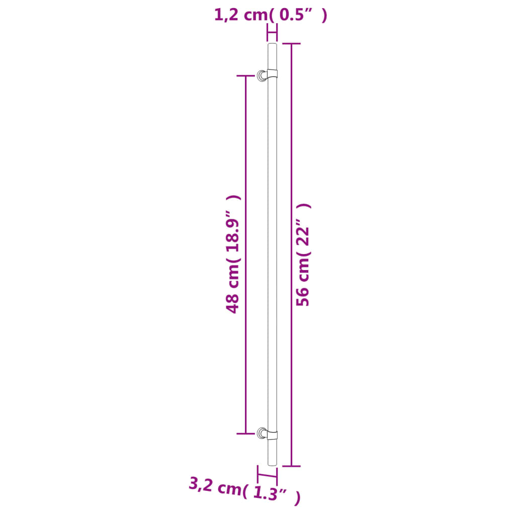 vidaXL Puxadores para móveis 10 pcs 480 mm aço inoxidável preto