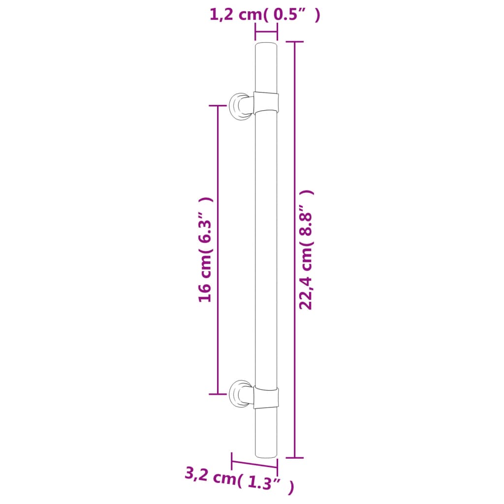 vidaXL Puxadores para móveis 20 pcs 160 mm aço inoxidável bronze