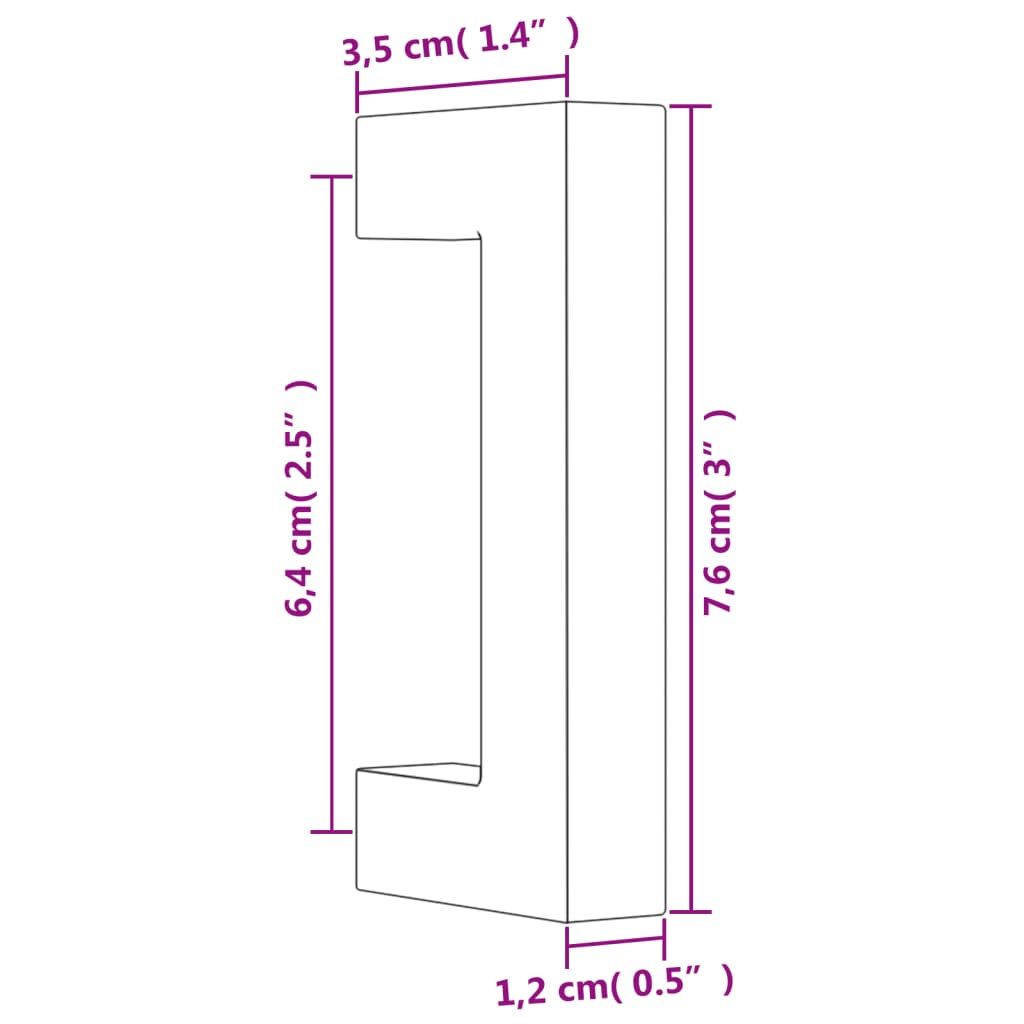 vidaXL Puxadores para móveis 10 pcs 64 mm aço inoxidável preto