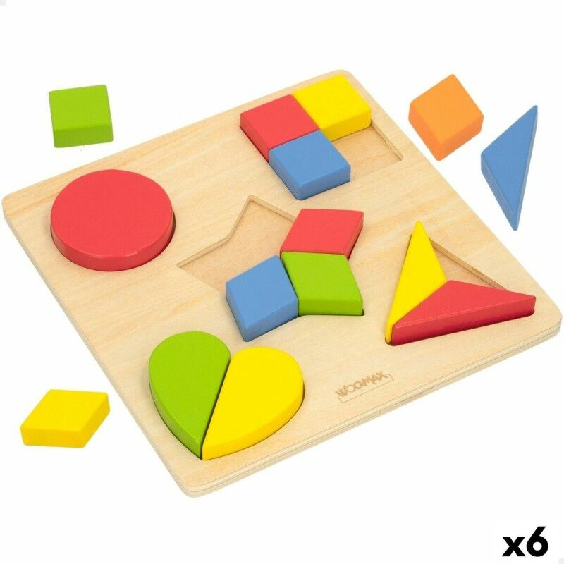 Woomax|Puzzle Infantil de Madeira Woomax Formas + 12 Meses 16 Peças (6 Unidades)