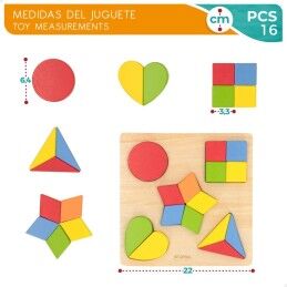 Woomax|Puzzle Infantil de Madeira Woomax Formas + 12 Meses 16 Peças (6 Unidades)