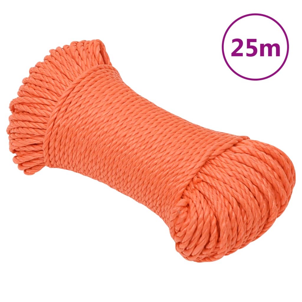 vidaXL Corda de trabalho 6 mm 25 m polipropileno laranja