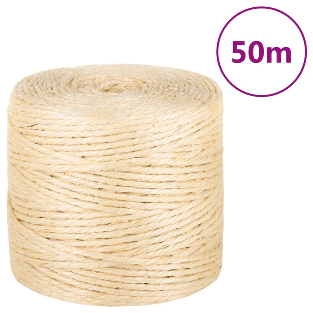 vidaXL Corda 100% sisal 4 mm 50 m