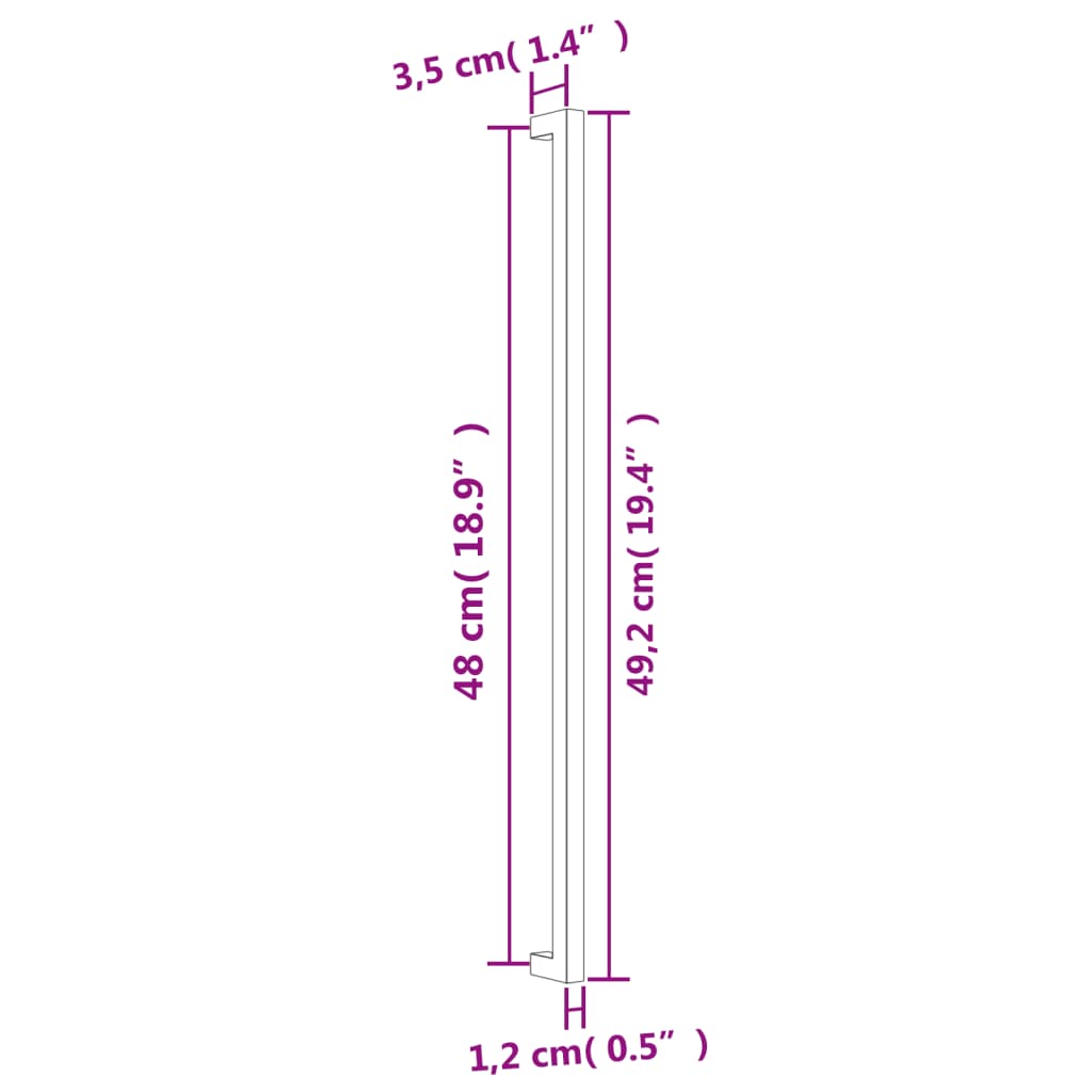 vidaXL Puxadores para móveis 5 pcs 480 mm aço inoxidável prateado