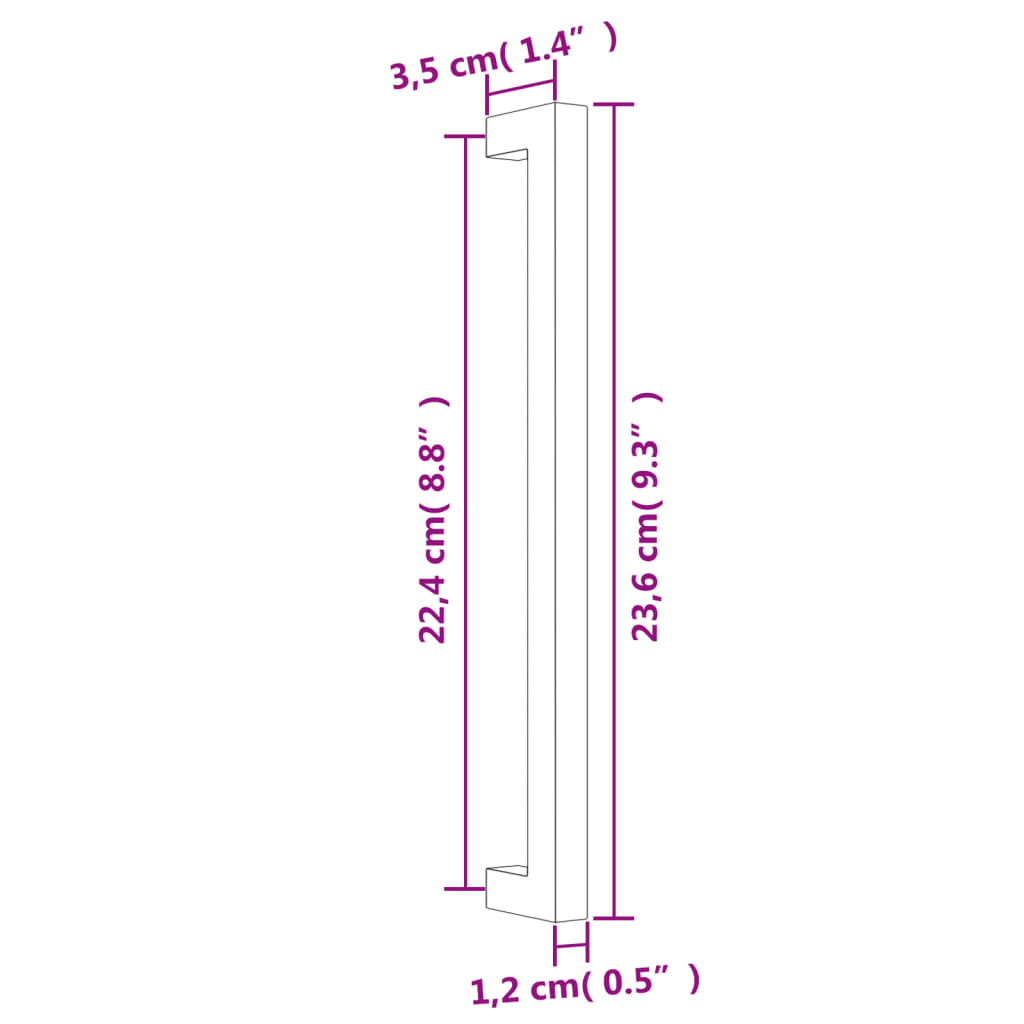 vidaXL Puxadores para móveis 20 pcs 224 mm aço inoxidável prateado