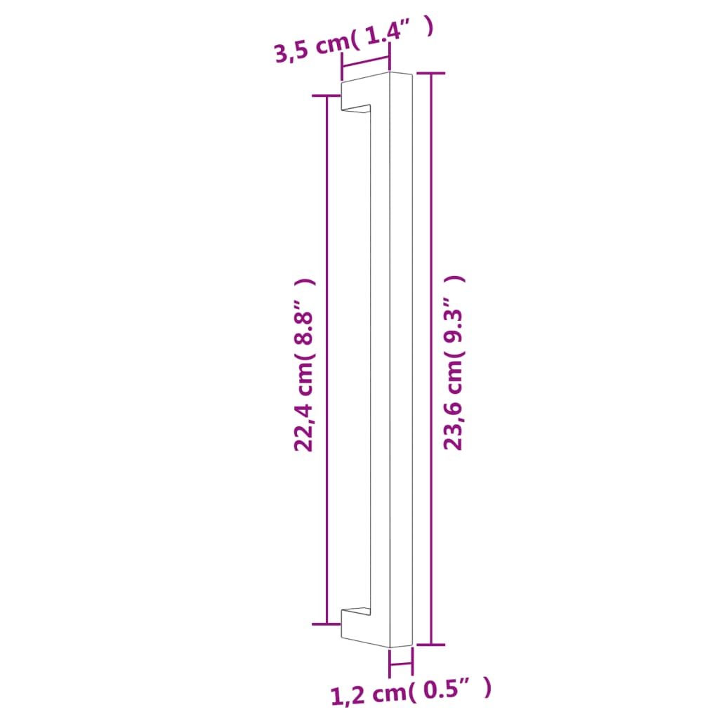 vidaXL Puxadores para móveis 10 pcs 224 mm aço inoxidável prateado