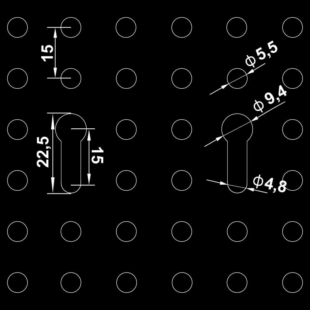 vidaXL Placas perfuradas de parede 4 pcs 40x58 cm aço