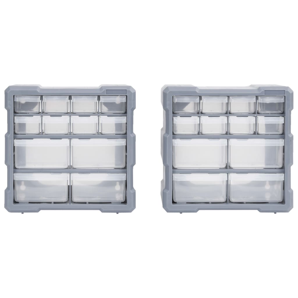 vidaXL Caixas organizadoras com 12 gavetas 2 pcs 26,5x16x26 cm