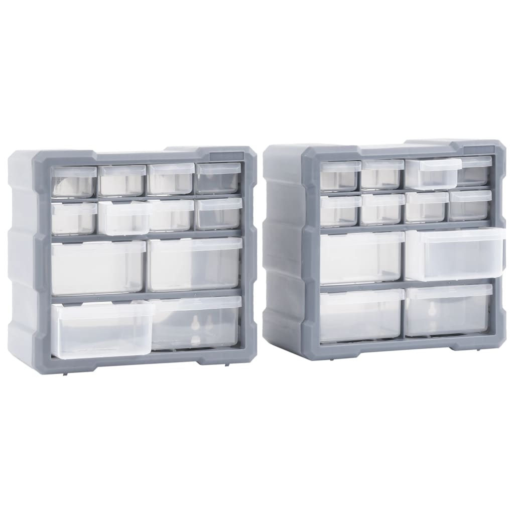 vidaXL Caixas organizadoras com 12 gavetas 2 pcs 26,5x16x26 cm