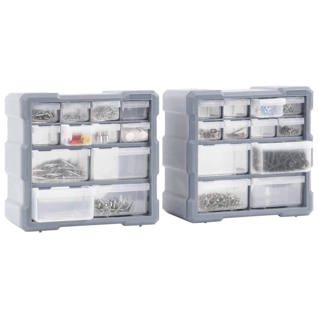 vidaXL Caixas organizadoras com 12 gavetas 2 pcs 26,5x16x26 cm