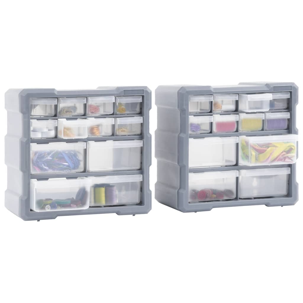 vidaXL Caixas organizadoras com 12 gavetas 2 pcs 26,5x16x26 cm