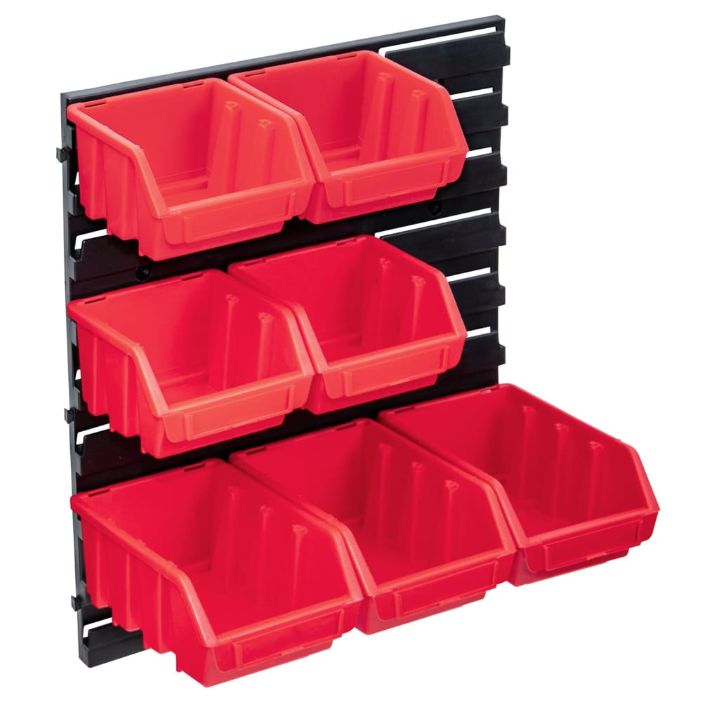 vidaXL 8 pcs kit caixas arrumação c/ painel parede vermelho e preto