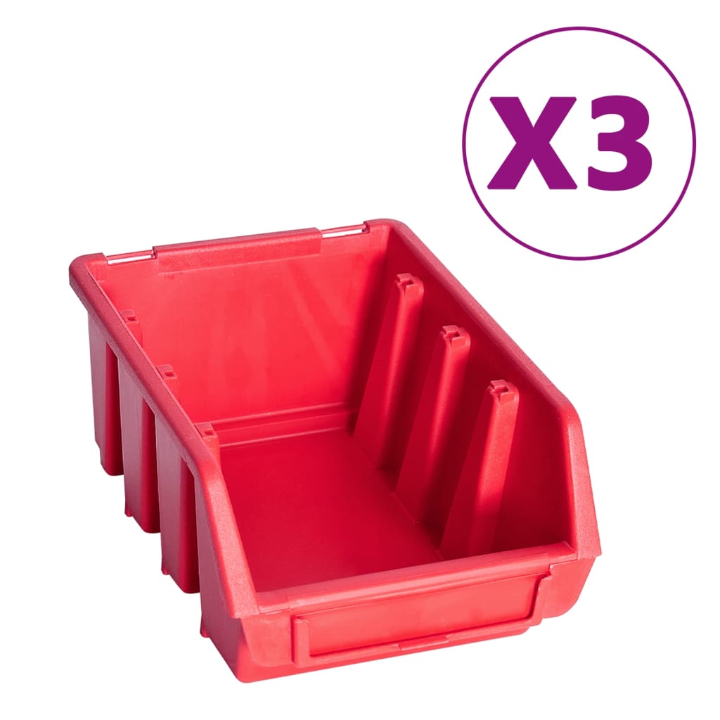 vidaXL 8 pcs kit caixas arrumação c/ painel parede vermelho e preto