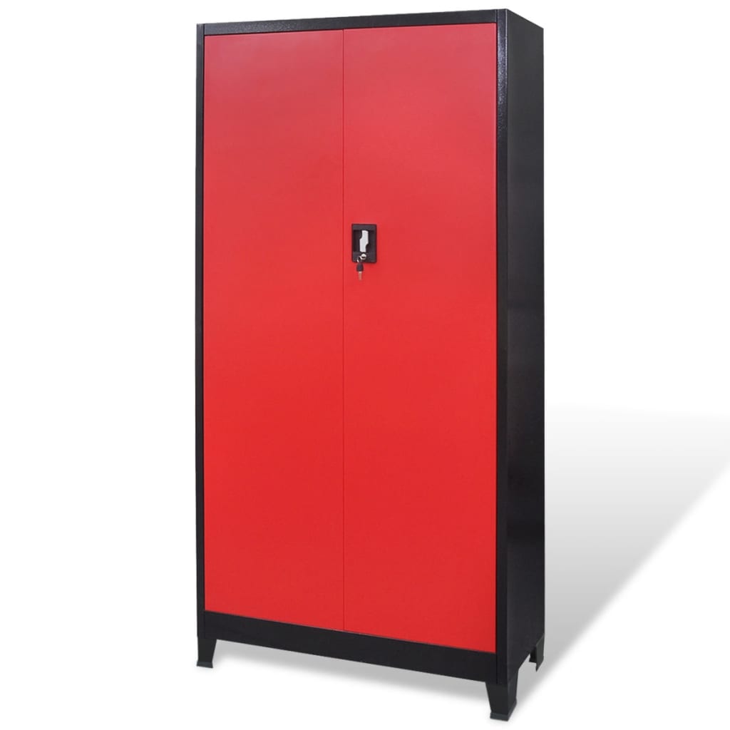 vidaXL Armário de ferramentas 2 portas aço 90x40x180 cm preto vermelho