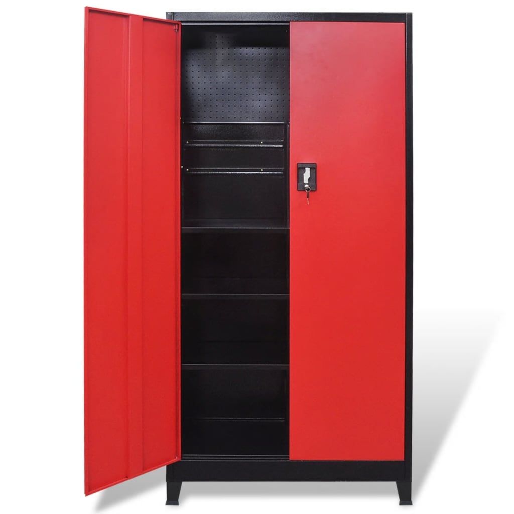 vidaXL Armário de ferramentas 2 portas aço 90x40x180 cm preto vermelho