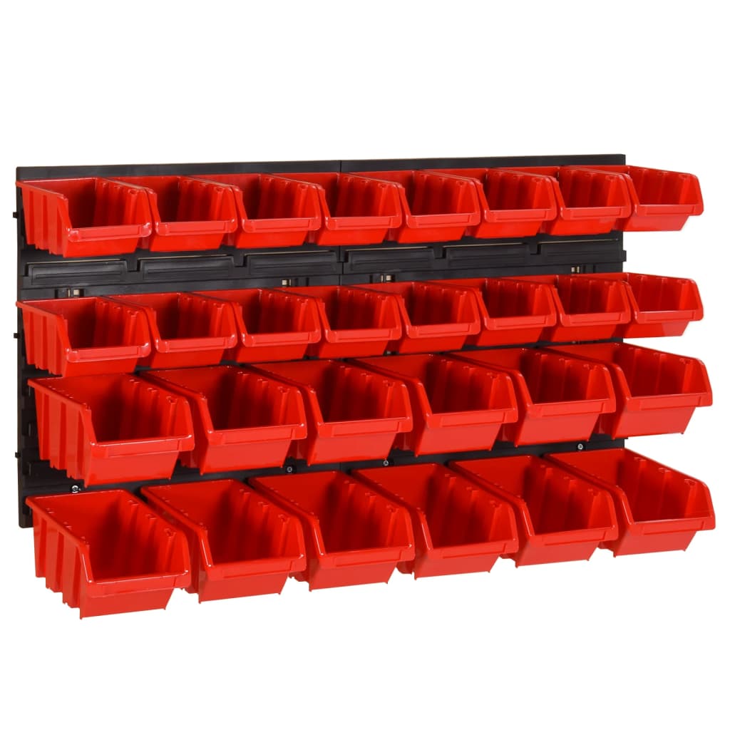 vidaXL 30pcs conjunto prateleiras de oficina 77x39cm PP preto/vermelho