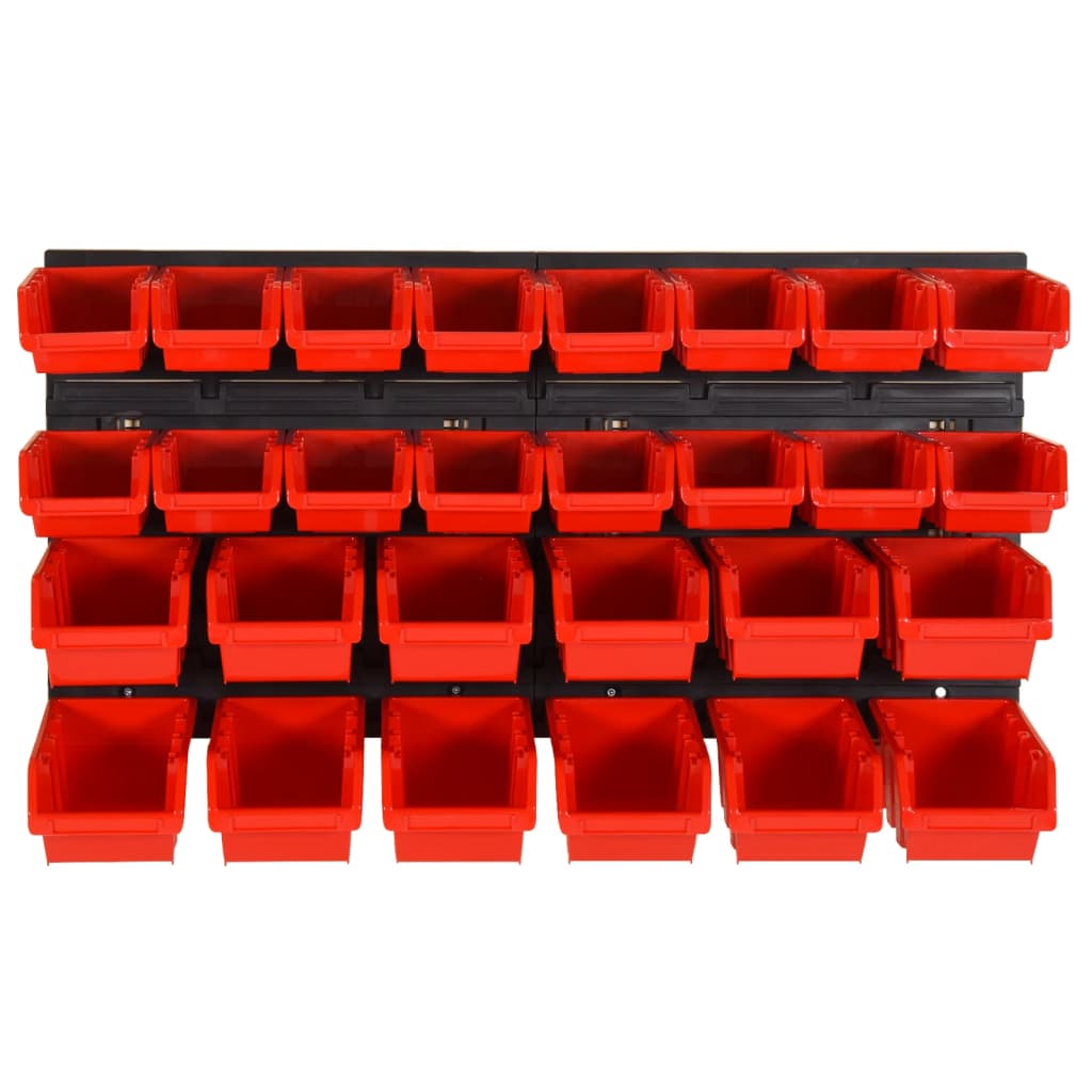 vidaXL 30pcs conjunto prateleiras de oficina 77x39cm PP preto/vermelho