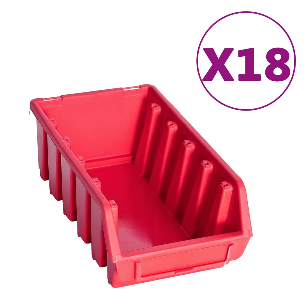 vidaXL 103 pcs kit caixas arrumação c/ painéis parede vermelho e preto