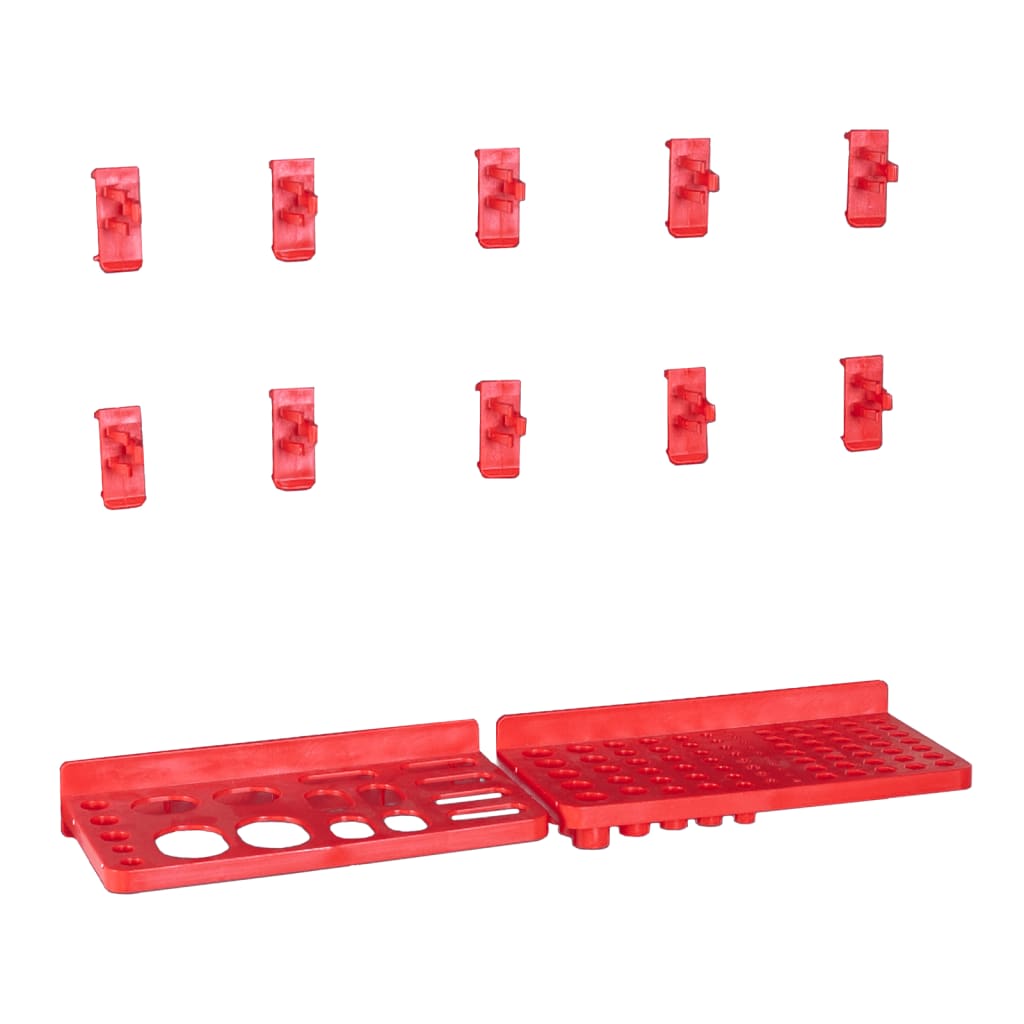 vidaXL 103 pcs kit caixas arrumação c/ painéis parede vermelho e preto