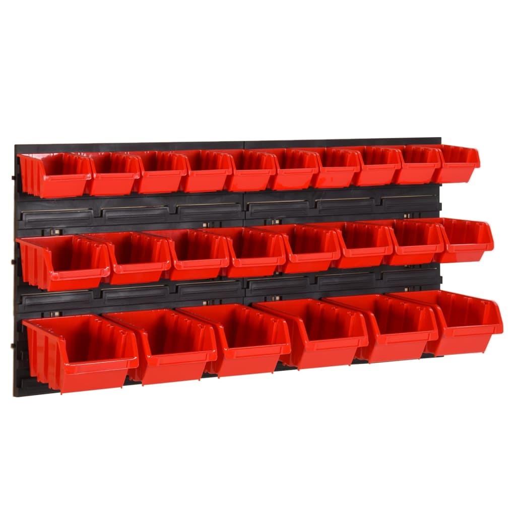 vidaXL 26pcs conjunto prateleiras de oficina 77x39cm PP vermelho/preto