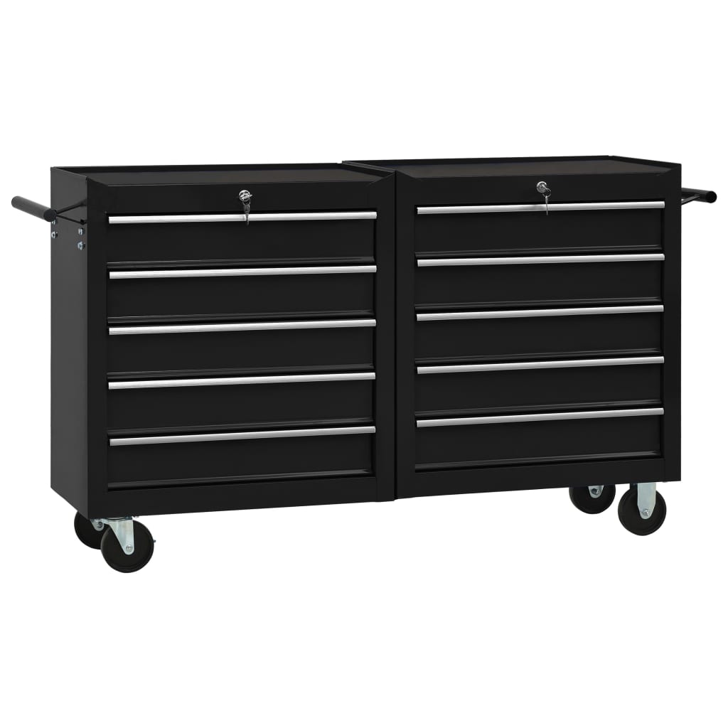 vidaXL Carrinho de ferramentas com 5 gavetas 69x33x77 cm aço preto