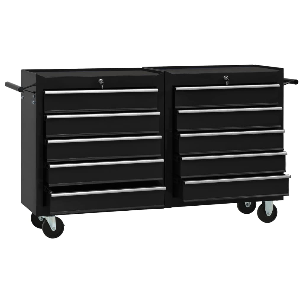 vidaXL Carrinho de ferramentas com 5 gavetas 69x33x77 cm aço preto