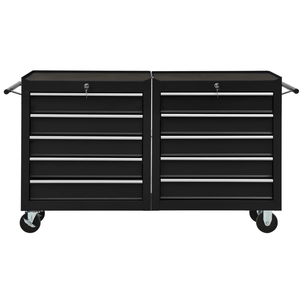 vidaXL Carrinho de ferramentas com 5 gavetas 69x33x77 cm aço preto