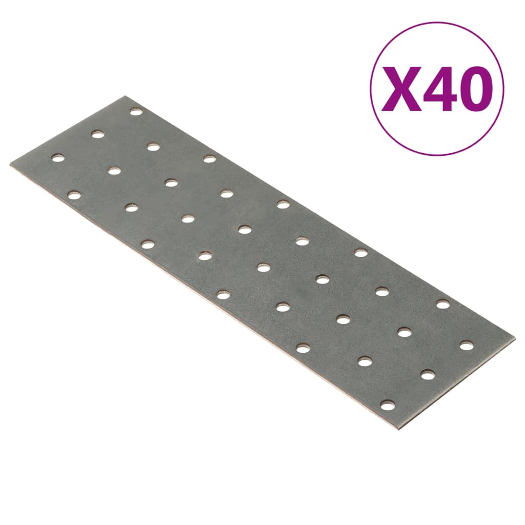 vidaXL Chapas perfuradas 40 pcs 2 mm 200x60 mm aço galvanizado