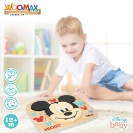 Disney|Puzzle Infantil de Madeira Disney Mickey Mouse + 12 Meses 6 Peças (12 Unidades)