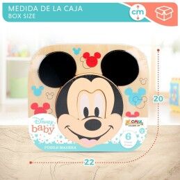 Disney|Puzzle Infantil de Madeira Disney Mickey Mouse + 12 Meses 6 Peças (12 Unidades)